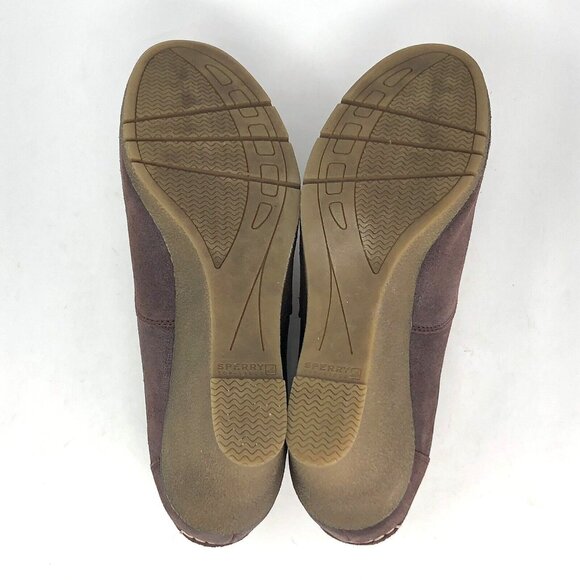 Sperry Boots Womens 12M Harlow Brook Brown Leather Top Sider Wedge Heel Suede - Picture 7 of 11